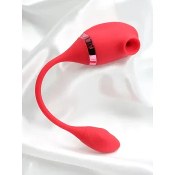 Vibrátor Sací stimulátor klitorisu DK Toys Faye s vibračním vajíčkem - Červené