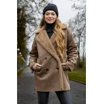 Only dámský velurový kabát s beranem Ylva hnědý Velikost: L