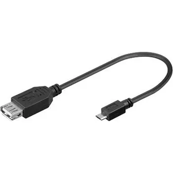Datový kabel OEM Kabel PremiumCord USB A - microUSB F/M OTG 0,2m, černý KUR-14