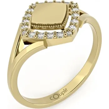 Prsten Couple, Jedinečný prsten Kostka, žluté zlato se zirkony, vel. 53, prům. 16.9 mm, 585-66-1-0308.0Z00.0.53.001