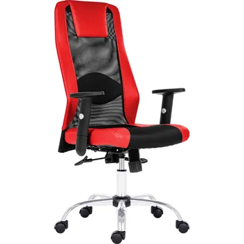 Kancelářská židle Sander Red s prodyšným opěrákem a područkami