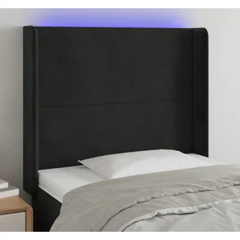 Ložnice vidaXL Čelo postele s LED 103 x 16 x 118/128 cm samet [3123814] Barva: Černá