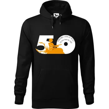 Pánská mikina DOBRÝ TRIKO Pánská mikina s potiskem Jsem střelenej 50 let Velikost pánské mikiny: 5XL, Barva: Černá