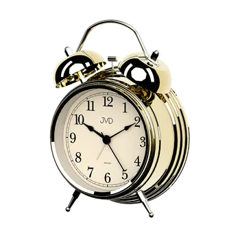 Budík JVD Tichý netikající zlatý ručkový budík JVD sweep SRP2217.2 s mechanickými zvonky