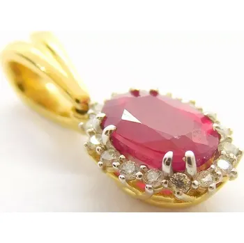 Přívěsek Klenoty Budín Dámský diamantový přívěsek s pravým červeným rubínem 0,67ct 585/0,88gr HKD50 (Klenoty Budín Dámský diamantový přívěsek s pravým červeným rubínem 0,67ct 585/0,88gr HKD50)