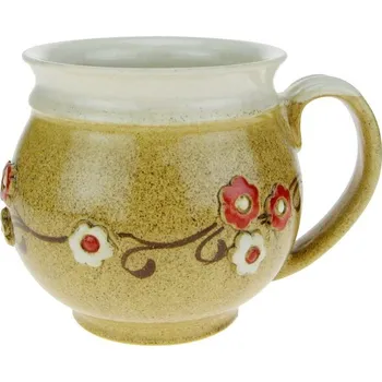 Hrnek baňatý s kytičkama 0,5 l (Keramický hrnek hnědý)