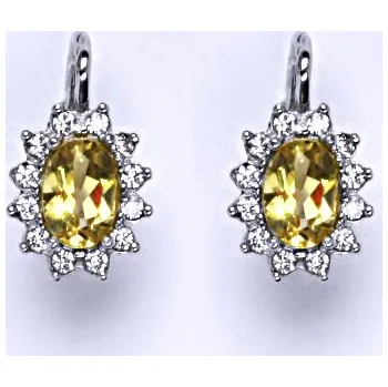 Náušnice Stříbrné náušnice Kate, přírodní citrín pálený a čiré zirkony, NK 1480