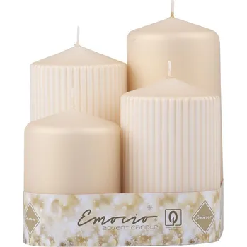 Bytová dekorace Emocio Adventní svíčky stupňovité 65 mm 4 ks