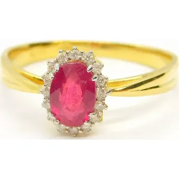 Prsten Klenoty Budín Dámský zásnubní diamantový prsten s pravým červeným rubínem 0,67ct a diamanty 0,06ct 585/2,23gr HKD48 (Klenoty Budín Dámský zásnubní diamantový prsten s pravým červeným rubínem 0,67ct a diamanty 0,06ct 585/2,23gr HKD48)