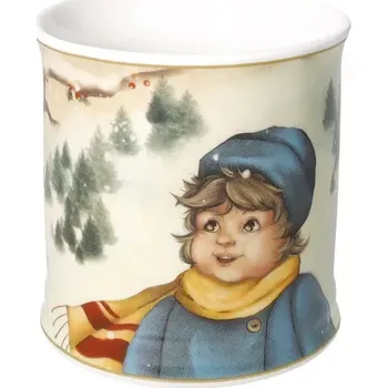 Hrnek na čaj Chlapec a sáńky 350ml Cuccioli Brandani (barva - bílá s motivem)