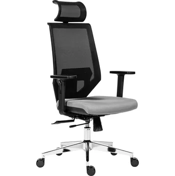 Kancelářská židle Edge šedá s prodyšnou síťovinou a podhlavníkem