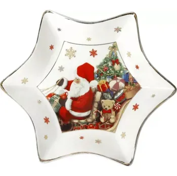 Servírovací tác na cukroví hvězda CHRISTMAS 21cm Brandani (barva - bílá s motivem)
