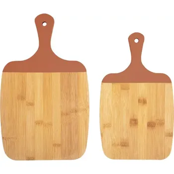 Kuchyňské prkénko Sada krájecích prkének Gourmet bambus s terakotově oranžovým okrajem Present Time (Barva-oranžová)