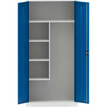 Policová skříň Kovona Víceúčelová kovová skříň, 4 police, 1950 x 1200 x 400 mm, modré dveře