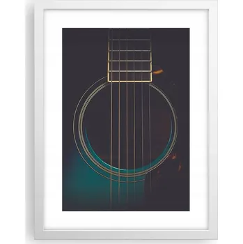 Obraz Obraz plakát v bílém rámu do obýváku 30x40 kytara foto plakáty na zeď