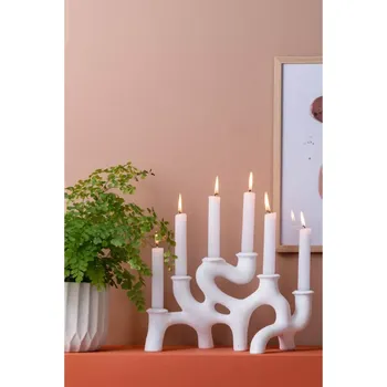 Svícen Svícen Swirls velký polyresin bílý Present Time (Barva- bílá)