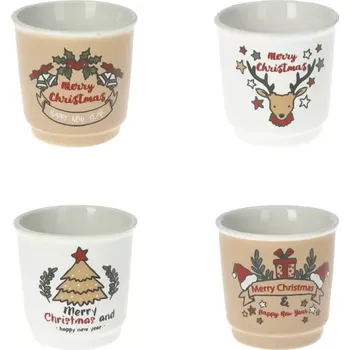 Set 4 kusů pohárků na presso s vánočním motivem GingerBread BRANDANI (barva - béžová,bílá)