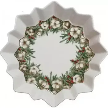 Mísa/tác na cukroví hvězda 24cm BATUFFOLI Brandani (barva - bílá s motivem)