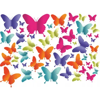 Samolepící dekorace Samolepka na stěnu MOTÝLI BAREVNÍ 84x113 cm