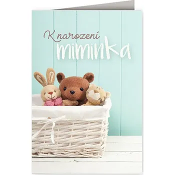 Nekupto Přání k narození dítěte Plyšáci v košíku