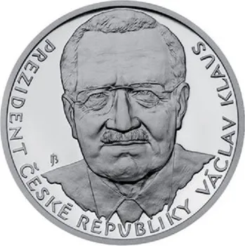 KLAUS, Václav, president. Stříbrná medaile k 15. výročí vzniku ČR. Ag.