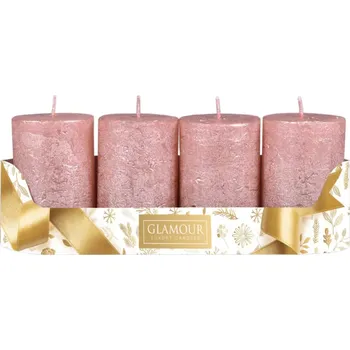 Svíčka Nohel Garden Svíčky adventní rustikální metalické 5 x 8 cm 4 ks