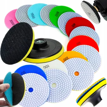 Příslušenství k brusce SADA DIAMANTOVÝCH KOTOUČŮ PRO BROUŠENÍ A LEŠTĚNÍ SLINUTÉ DLAŽBY, KERAMIKY + DISK