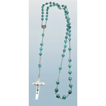 Růženec Růženec dlouhý z minerálových korálků - tyrkenit (obvod cca 80 cm)