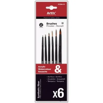 Umělecký štětec Sada štětců Artix vhodných pro akryl syntetika drobné 6ks