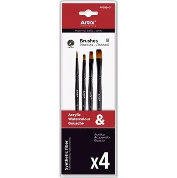 Umělecký štětec Sada štětců Artix vhodných pro akryl syntetika 4ks psáček