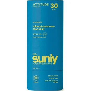 Přípravek na opalování Dětská 100% minerální tyčinka na obličej a rty 20 g SPF 30 bez parfemace Sunly