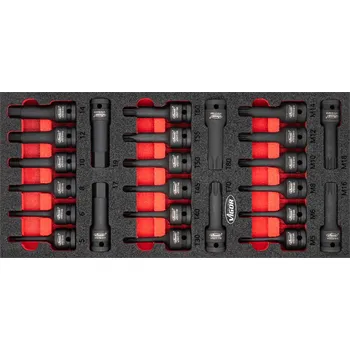 Kované nástrčné klíče v pěnové výplni, 1/2" 24 ks, VIGOR - V5603