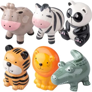 Pokladnička Pokladnička keramická zvířátka mix, barevná 459 gram