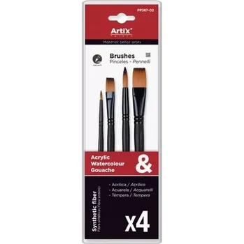 Umělecký štětec Sada štětců Artix vhodných pro akryl syntetika 2ks kulatý 2ks plochý
