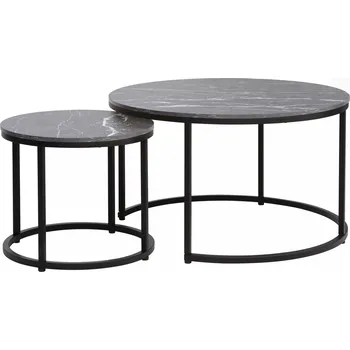 Konferenční stolek Signal Sada konferenčních stolků DION | černá / efekt černý mramor