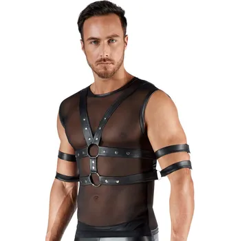 Pánské erotické prádlo Svenjoyment Sleeveless Shirt & Chest Harness Set 2161885 Black Velikost M