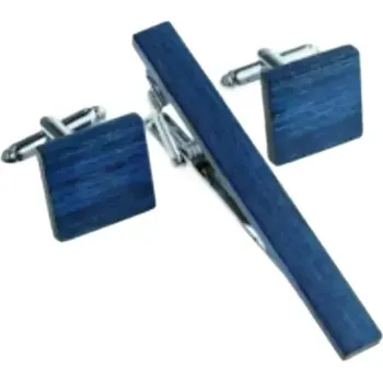 Manžetový knoflíček Manžetové knoflíčky a spona na kravatu 70325, Barva modrá