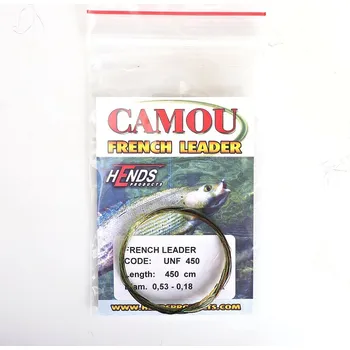 HENDS CAMOU FRENCH LEADER 450 cm - CAMOU FLUO Průměr: 0,55 - 0,18 mm