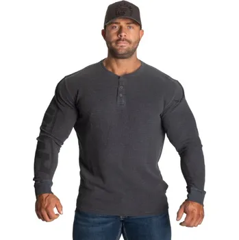 Pánské tričko Gasp THERMAL HENLEY WASHED ANTHRACITE – triko s dlouhým rukávem Gasp antracitové Velikost: M