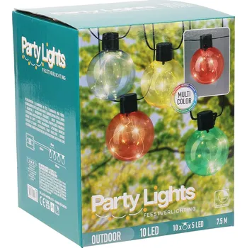 Vánoční dekorace Párty osvětlení, řetěz 10 LED žárovek, barevné, délka 7,5 m