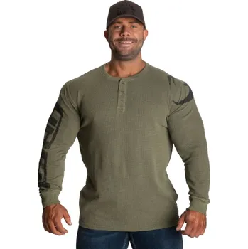 Pánské tričko Gasp THERMAL HENLEY WASHED GREEN – triko s dlouhým rukávem Gasp seprané zelené Velikost: XXL