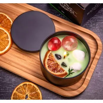 Svíčka Zdobená svíčka v plechové dóze - Sladký pomeranč 200 g