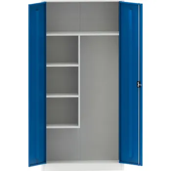 Nábytek Kovona Víceúčelová kovová skříň, 4 police, 1950 x 950 x 500 mm, modré dveře