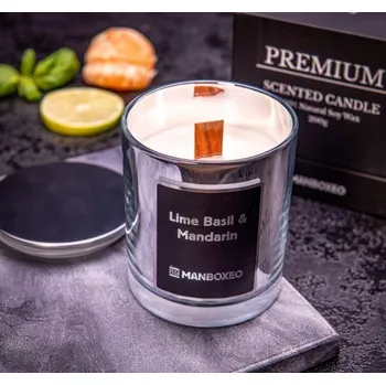 Svíčka Svíčka se zlatým víčkem - Limetková bazalka & Mandarínka 200 g