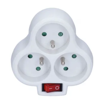 Elektrická zásuvka Rozbočovací zásuvka 3 x 10 A / bílá / s vypínačem