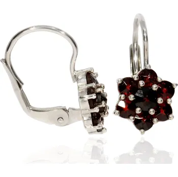 Náušnice Granát Turnov Stříbrné náušnice s českými granáty