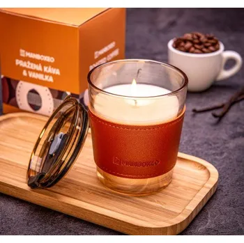 Svíčka 2v1 Svíčka v cestovním hrnku na kávu - Pražená káva & Vanilka 230 g
