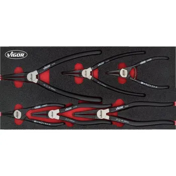 Kleště na pojistné kroužky ve vložce do dílenského vozíku, 6ks VIGOR - V4999