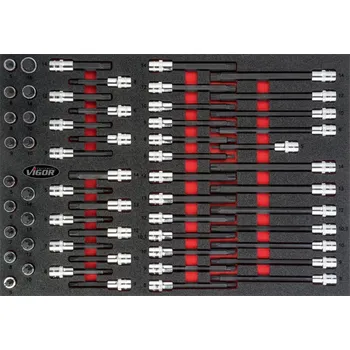 Nástrčné hlavice v pěnové výplni, XZN, RIBE, 1/2", 58 ks, VIGOR - V4729