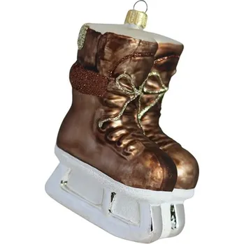 Vánoční ozdoba All the ways to say Skleněná ozdoba brusle Retro 9,5 x 6 cm Hnědá